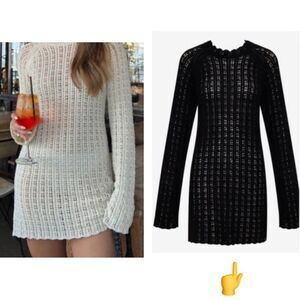 NEW Anthropologie Beyond the Sea Knit Net Mini Dress Black Coastal Boho Medium